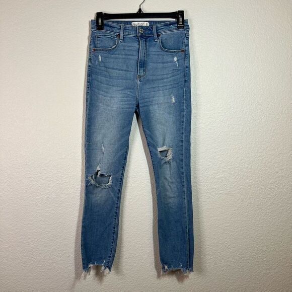 Abercrombie‎ & Fitch Women's Skinny Ankle Jeans High Rise Distressed Size 2 / 26 - Picture 1 of 7